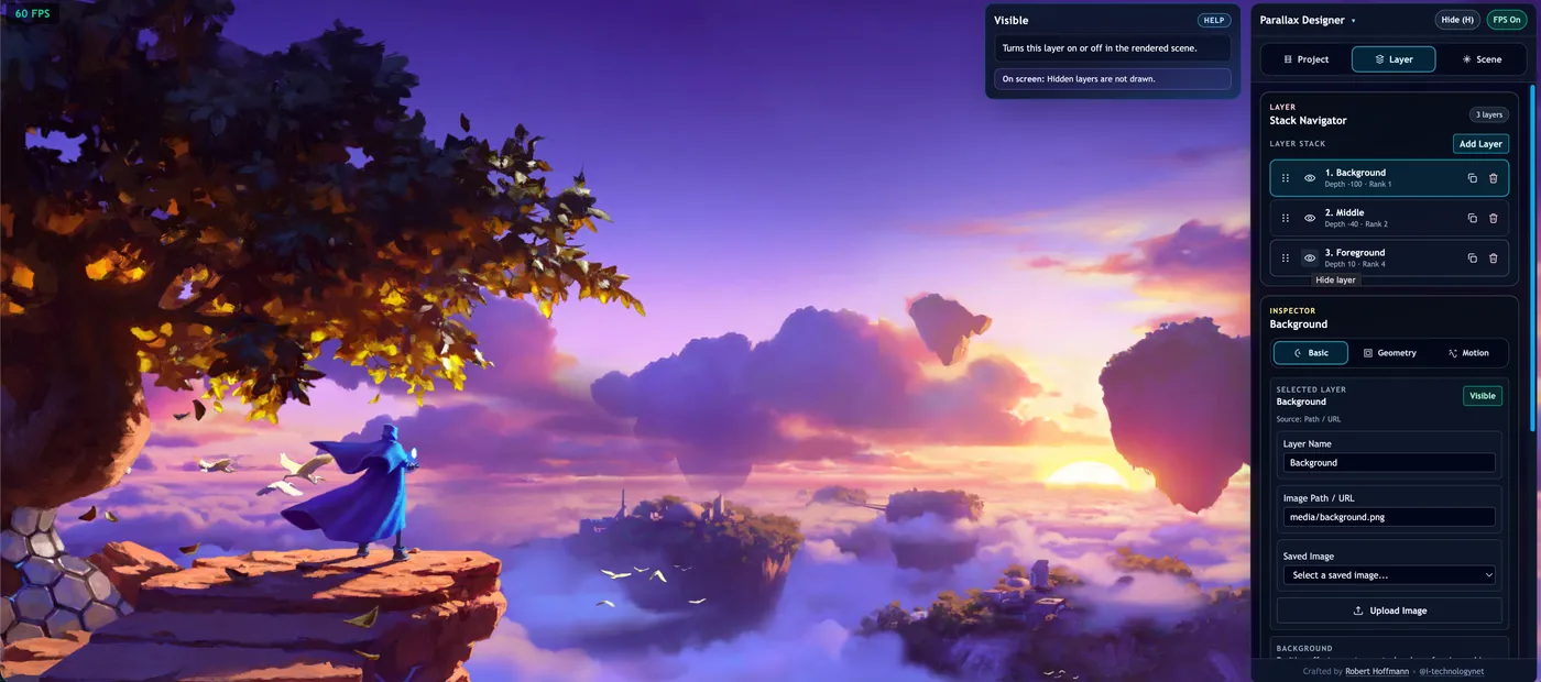 Layer stack navigator showing drag-reorder handles and layer list